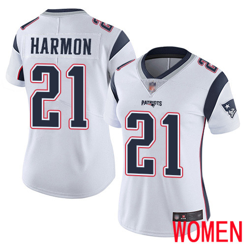 New England Patriots Football 21 Vapor Limited White Women Duron Harmon Road NFL Jersey
